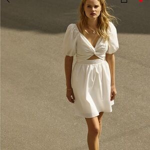 H&M White Puff Sleeve Mini Dress